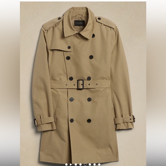 Practically New Banana Republic Men's Brown Trench Coat Khaki - Picture 4 of 7